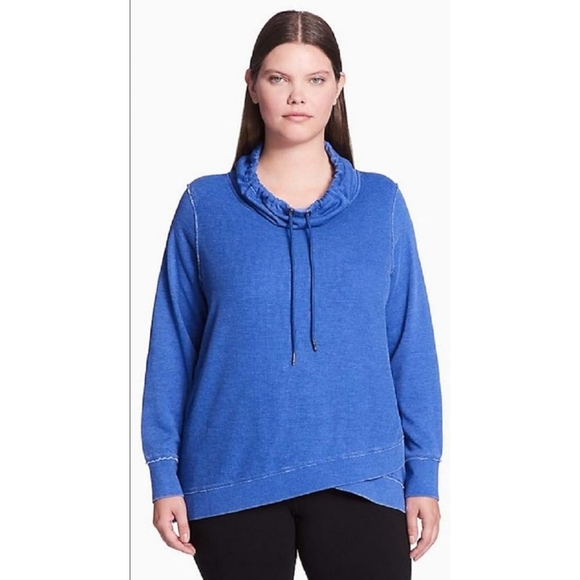 Calvin Klein PERFORMANCE Cowl Neck Crossover Hem Pullover Sweatshirt Siz… - Picture 3 of 16